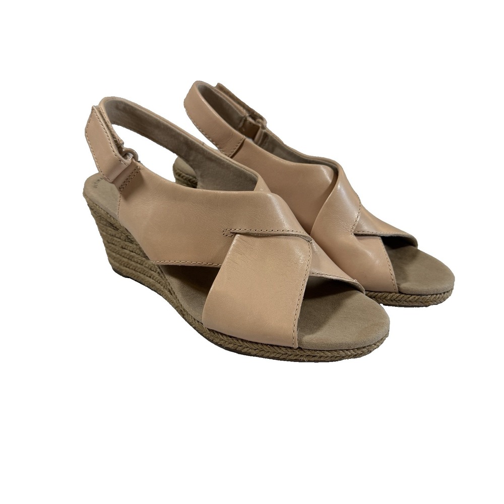 Clarks Beige Wedge Sandals Womens 6